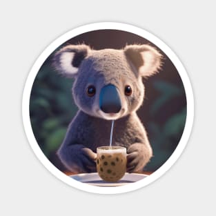 Koala with boba bubble tea Magnet